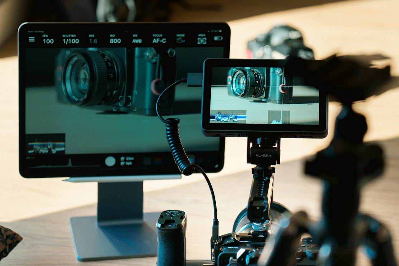Free stock photo of camera, computer monitor, digital